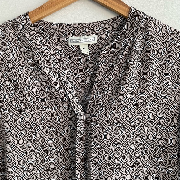 Dana Buchman Women's Patterned Blouse Size XL Brown & Black - Picture 6 of 12